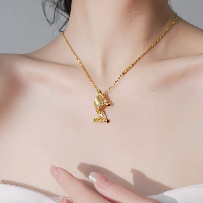 FUNNXI S925 Silver Rhodium-Plated Gold Necklaces Women's Gold-4