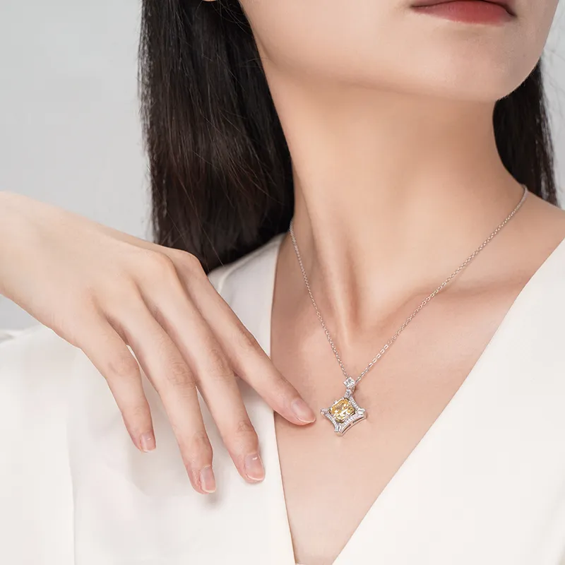 FUNNXI S925 Silver Rhodium Plated Gold Necklaces Women's-4