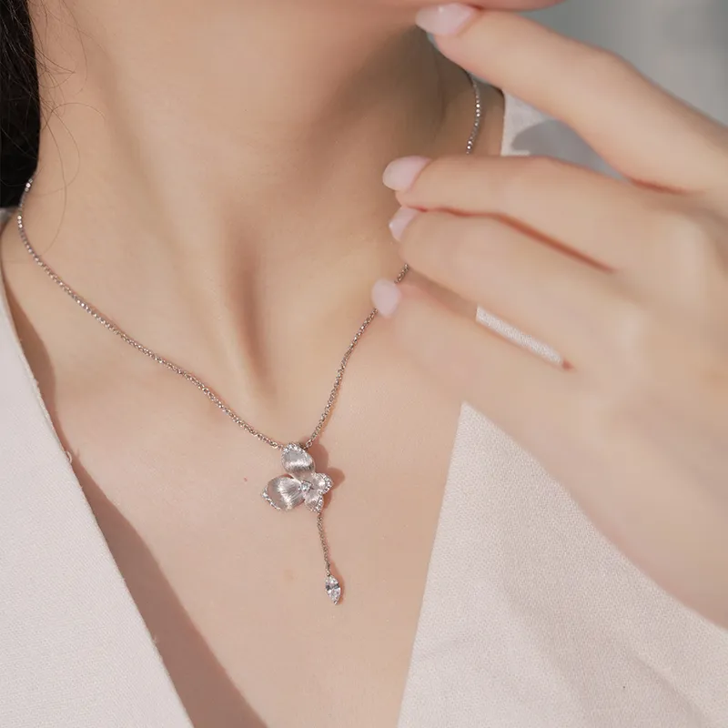 FUNNXI S925 Rhodium plated Gold Necklaces Women's-4