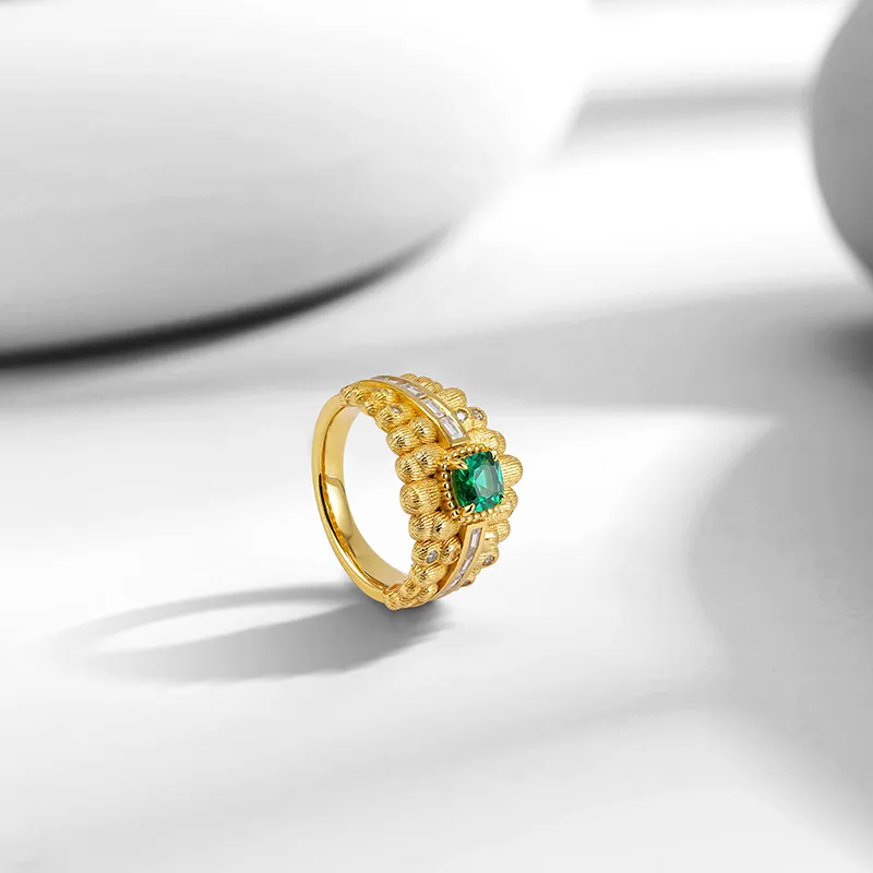 FUNNXI S925 Silver Rhodium-Plated Gold Rings Women's Gold-2
