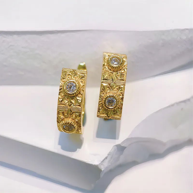 FUNNXI S925 Silver Rhodium Plated Gold Earrings Women's Gold-1