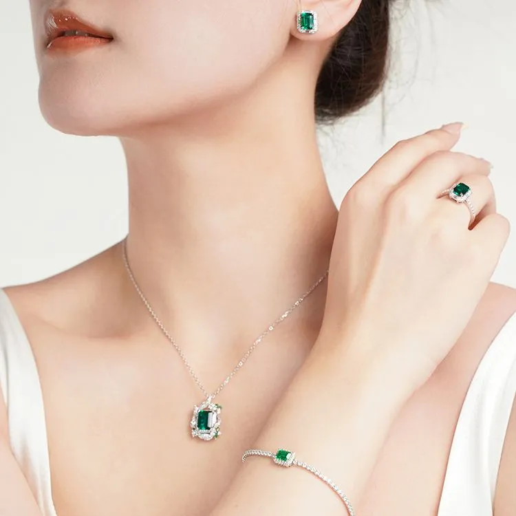 FUNNXI S925 Silver, Cultivated Emerald Bracelets Women's-2