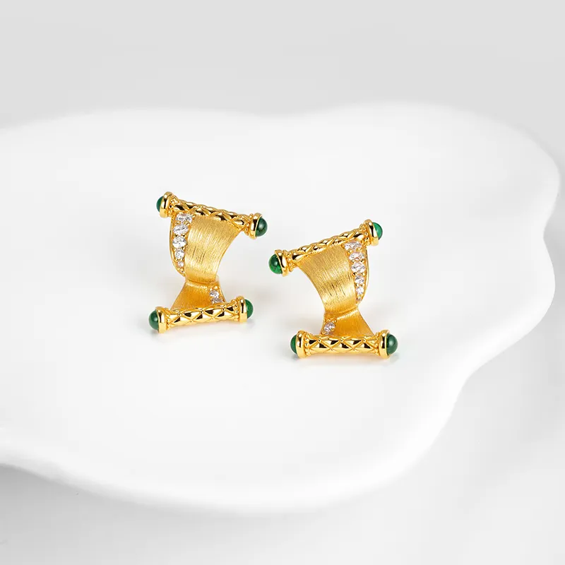 FUNNXI Rhodium Plated S925 Silver Gold Earrings Women's Gold-2