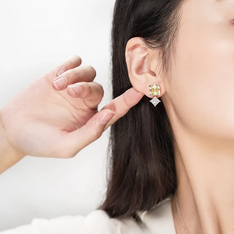 FUNNXI Rhodium Plated S925 Silver Gold Stud Earrings Women's-4