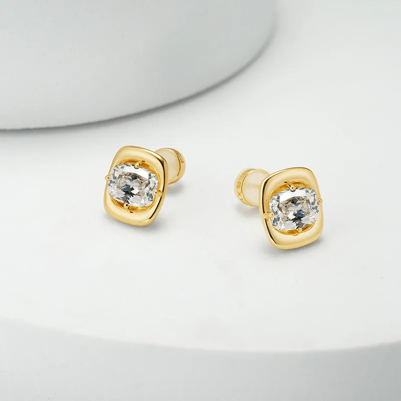 FUNNXI S925 Plated 18K Deep Gold Stud Earrings Women's-1
