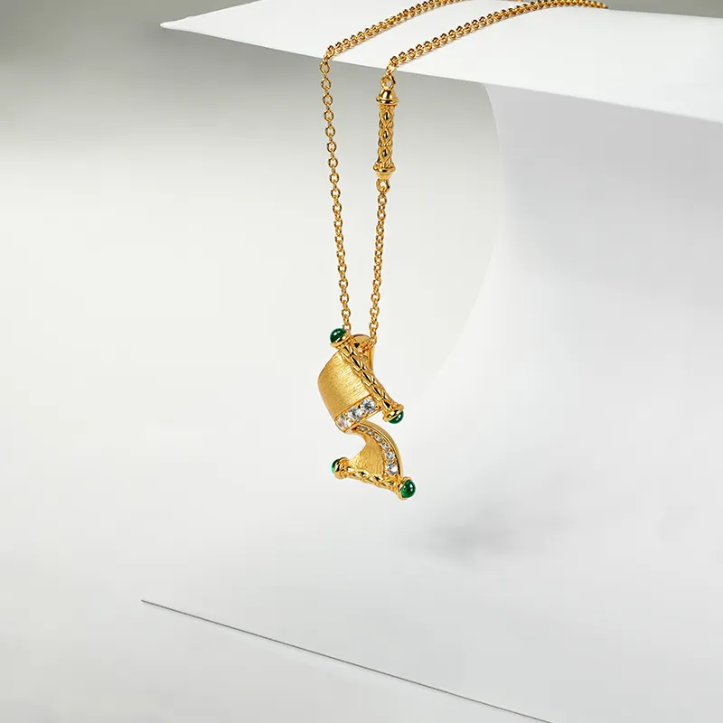 FUNNXI S925 Silver Rhodium-Plated Gold Necklaces Women's Gold-2