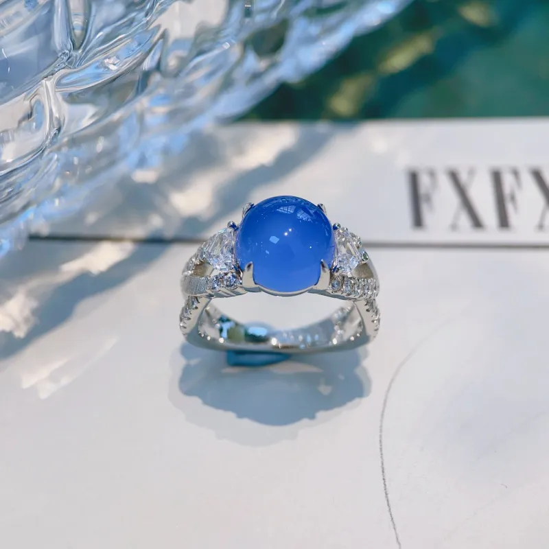 FUNNXI Natural Chalcedony Rings Women's-1