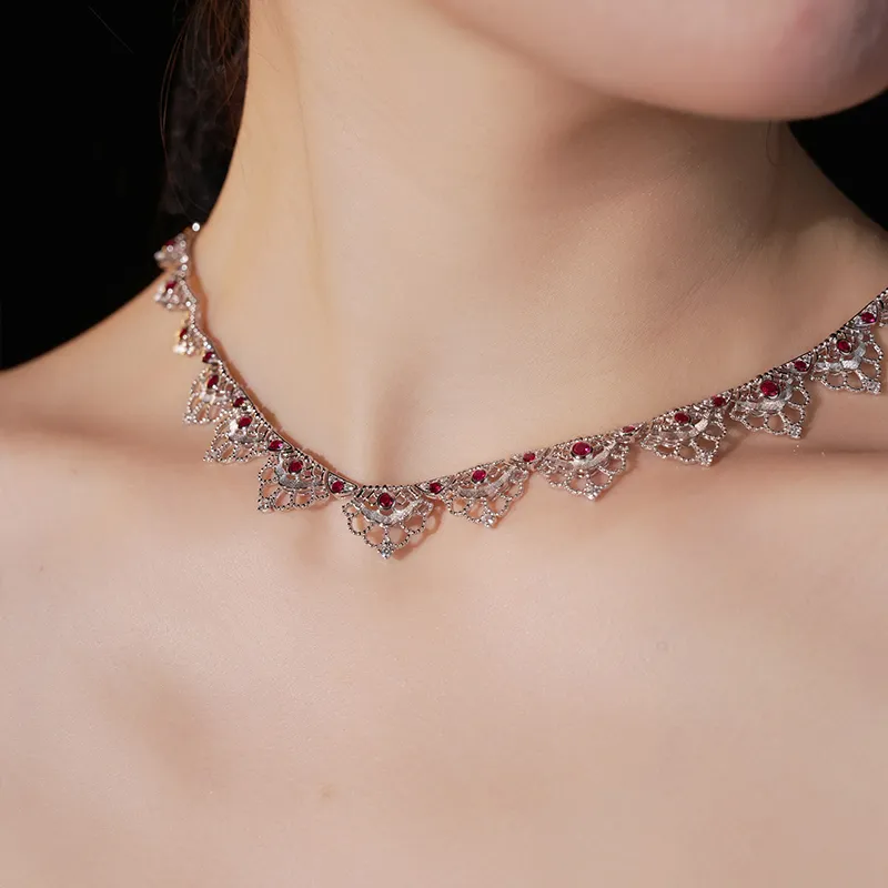 FUNNXI Rhodium Plated S925 Sterling Silver Necklaces Women's-3