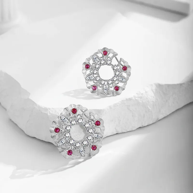 FUNNXI Rhodium Plated S925 Sterling Silver Earrings Women's-2