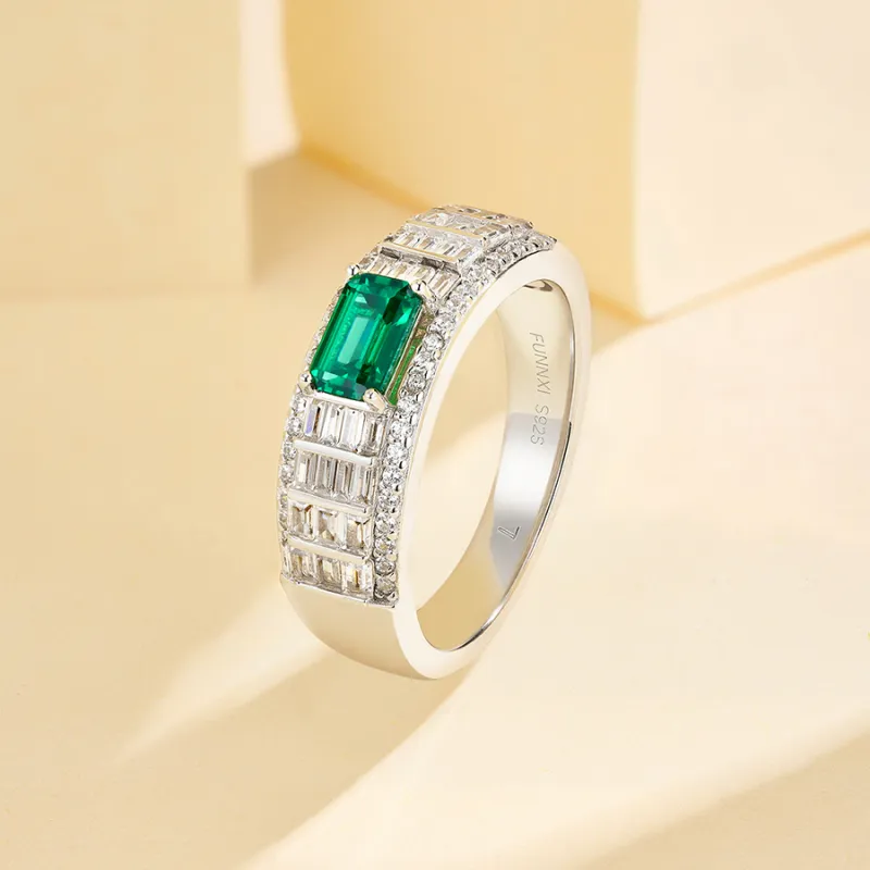 FUNNXI Synthetic Emerald Rings Men's-1