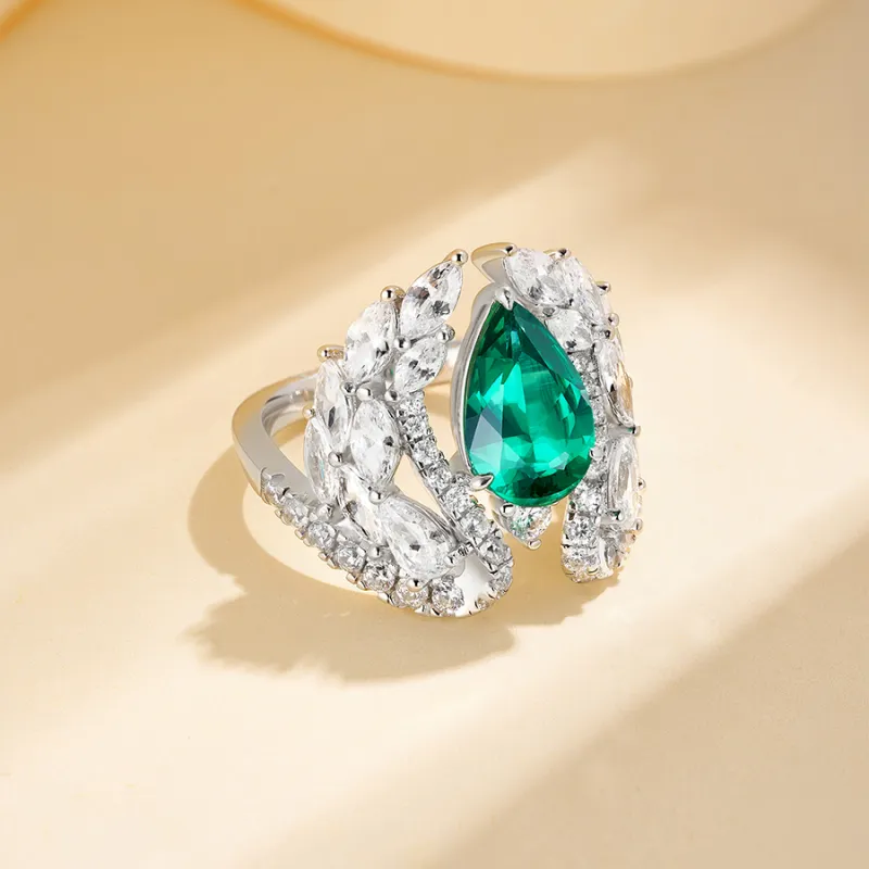 FUNNXI Synthetic Emerald Rings Women's Green-1