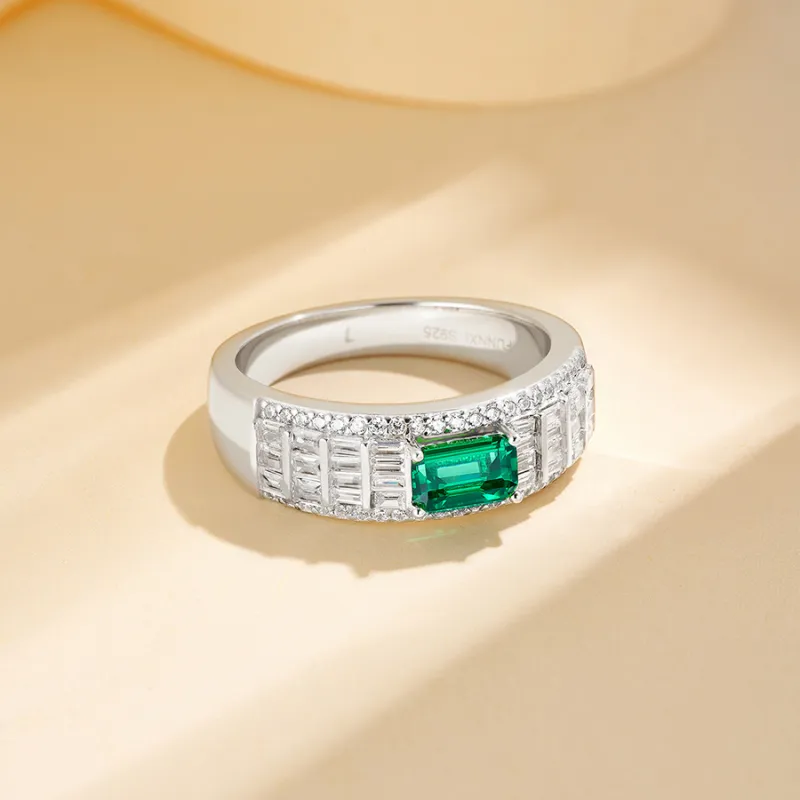 FUNNXI Synthetic Emerald Rings Men's-2