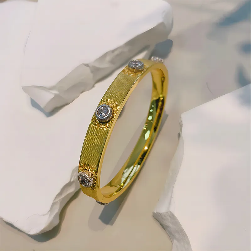 FUNNXI S925 Silver Rhodium Plated Gold Bangles Women's-1
