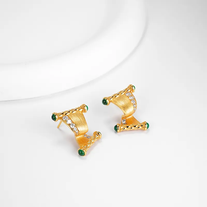 FUNNXI Rhodium Plated S925 Silver Gold Earrings Women's Gold-1