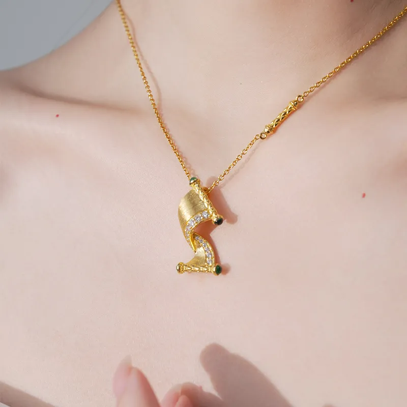FUNNXI S925 Silver Rhodium-Plated Gold Necklaces Women's Gold-3
