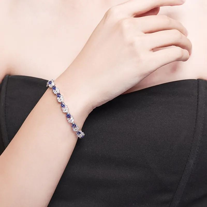 FUNNXI S925 Silver Bracelets Women's Cornflower Blue-3