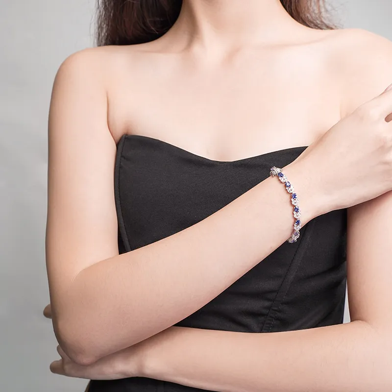 FUNNXI S925 Silver Bracelets Women's Cornflower Blue-2