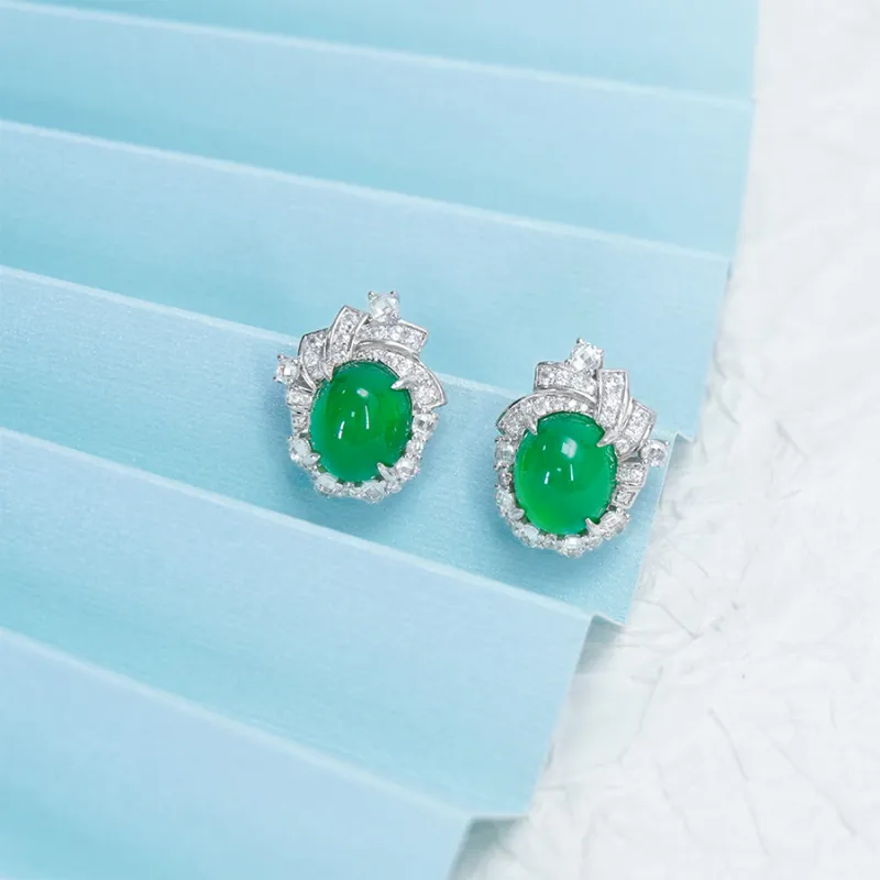 FUNNXI Chalcedony Stud Earrings Women's-1