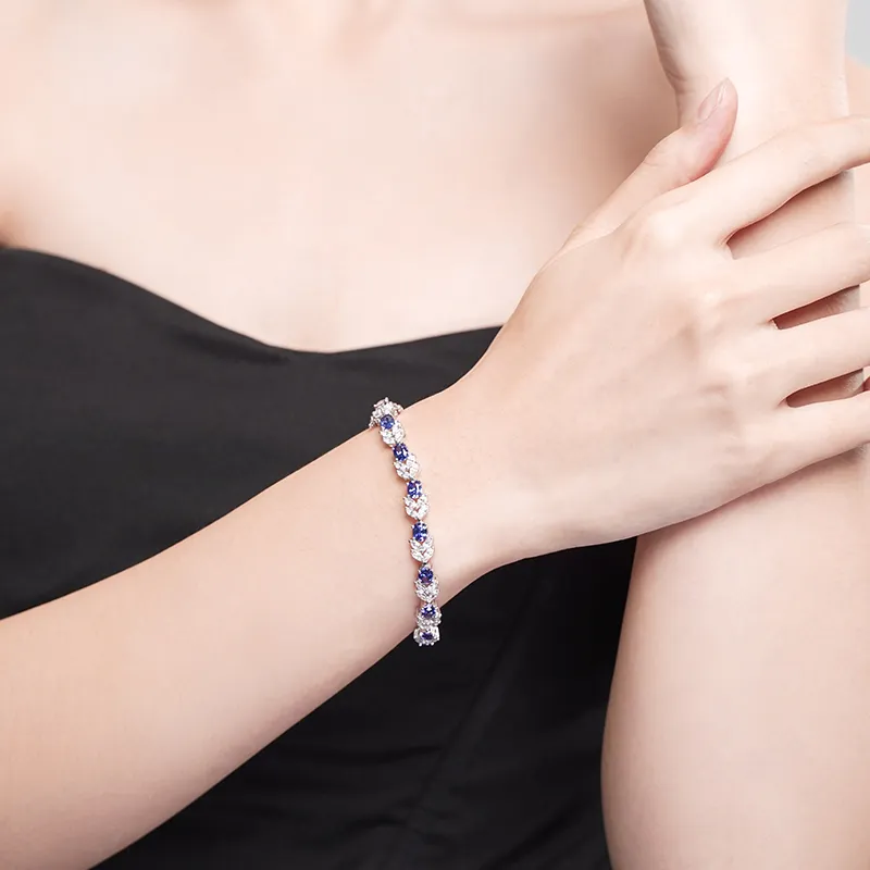 FUNNXI S925 Silver Bracelets Women's Cornflower Blue-1