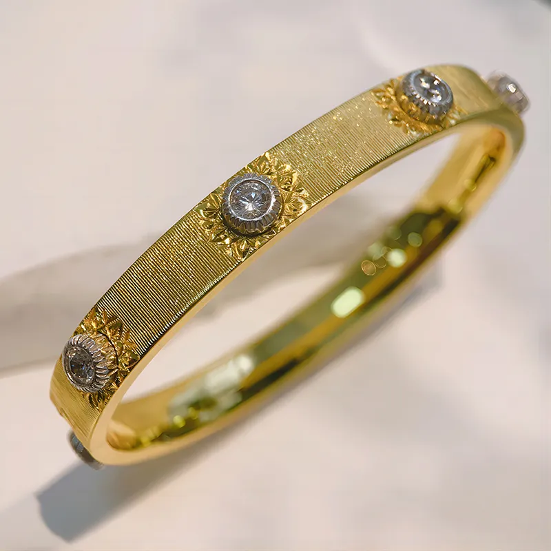 FUNNXI S925 Silver Rhodium Plated Gold Bangles Women's-2
