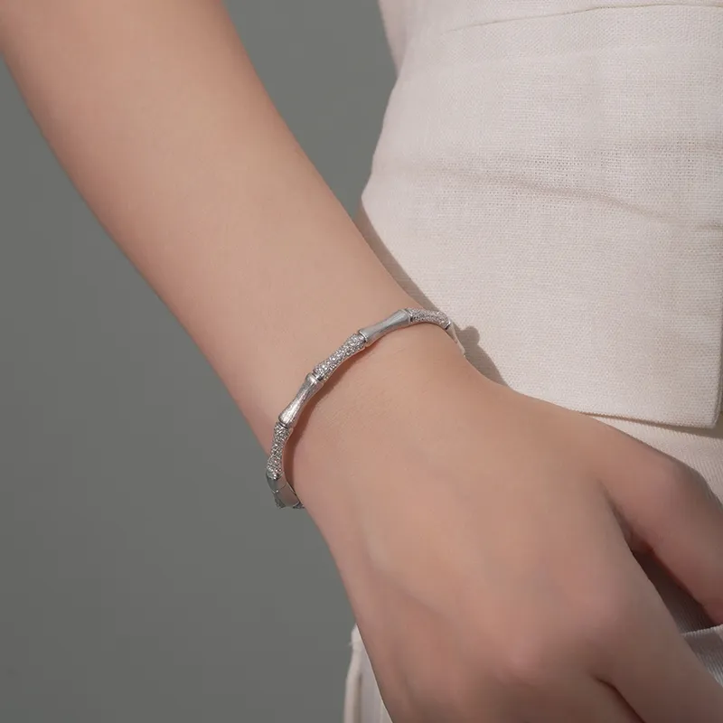 FUNNXI Rhodium Plated S925 Silver Gold Bangles Women's-9
