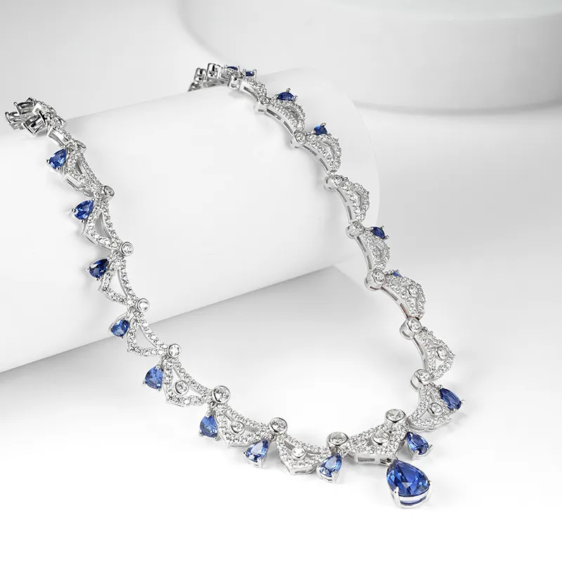 FUNNXI Rhodium Plated S925 Silver Gold Necklaces Women's-1