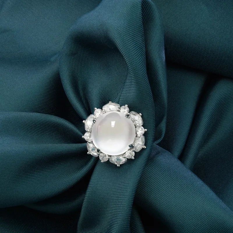 FUNNXI Natural Chalcedony Rings Women's-1