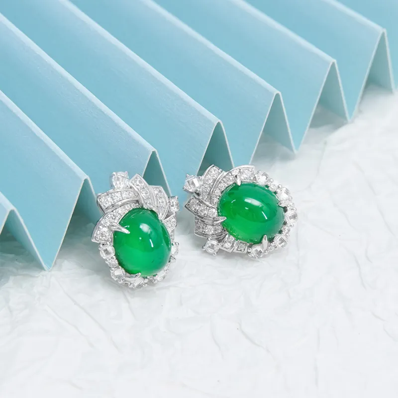 FUNNXI Chalcedony Stud Earrings Women's-2