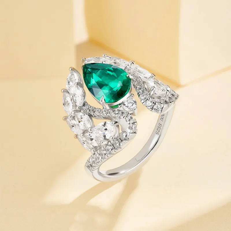 FUNNXI Synthetic Emerald Rings Women's Green-2