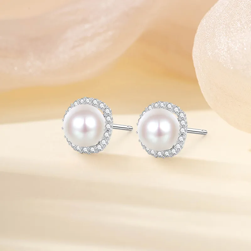 Mokinggran Pearl Stud Earrings Women's-6