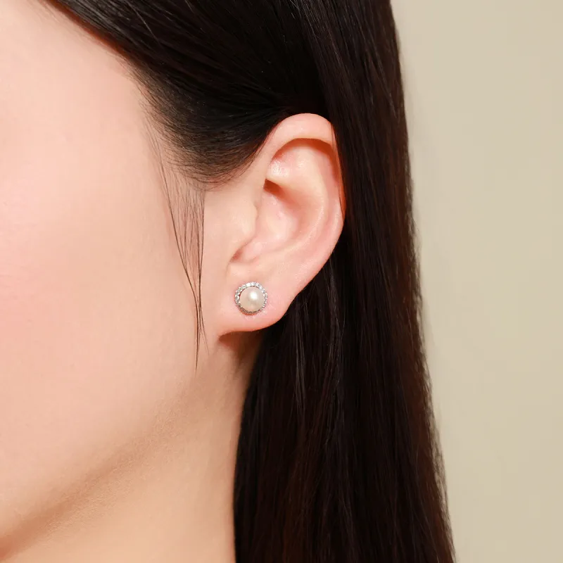 Mokinggran Pearl Stud Earrings Women's-3