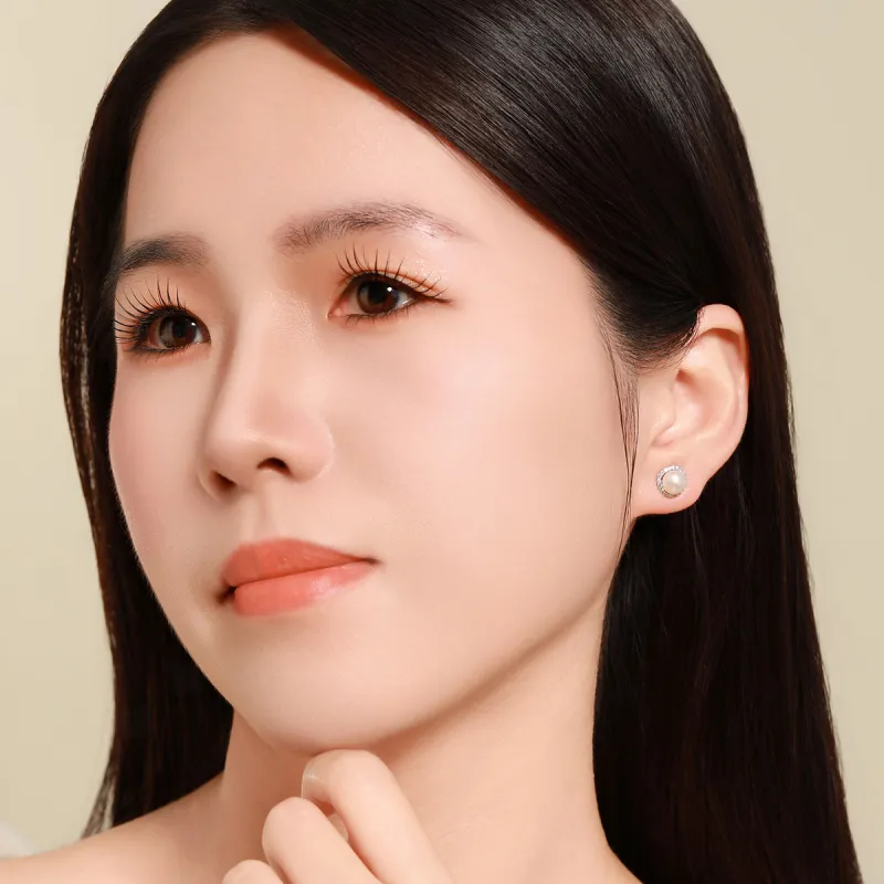 Mokinggran Pearl Stud Earrings Women's-5