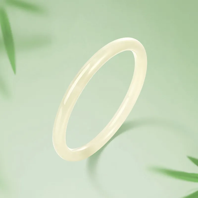 Mokinggran Hetian Jade Bangles Pale Greenish White Jade Women's-5