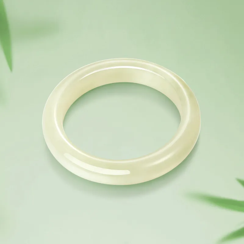 Mokinggran Hetian Jade Bangles Pale Greenish White Jade Women's-4