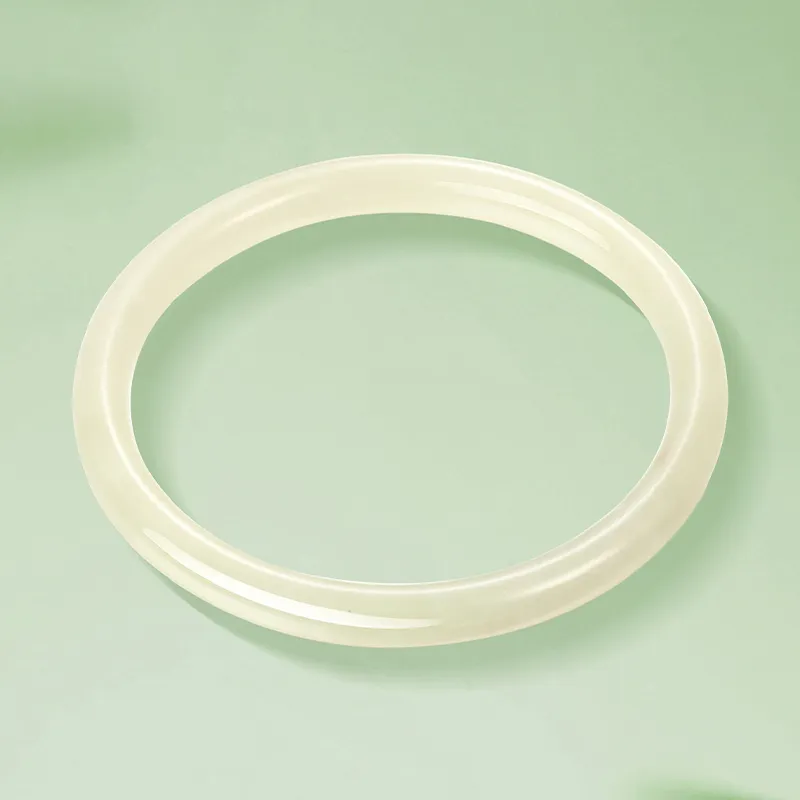 Mokinggran Hetian Jade Bangles Pale Greenish White Jade Women's-6
