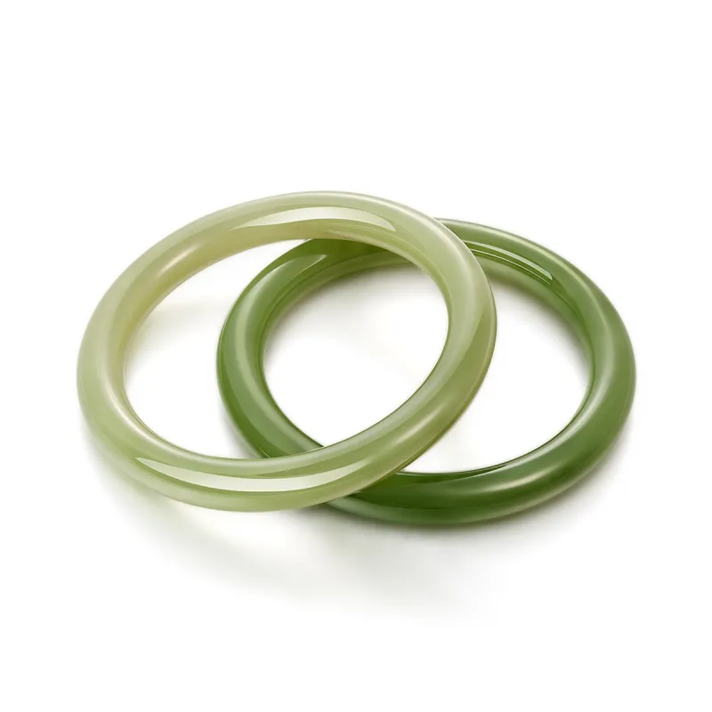 Mokinggran Hetian Jade Bangles Pale Greenish White Jade Women's-8