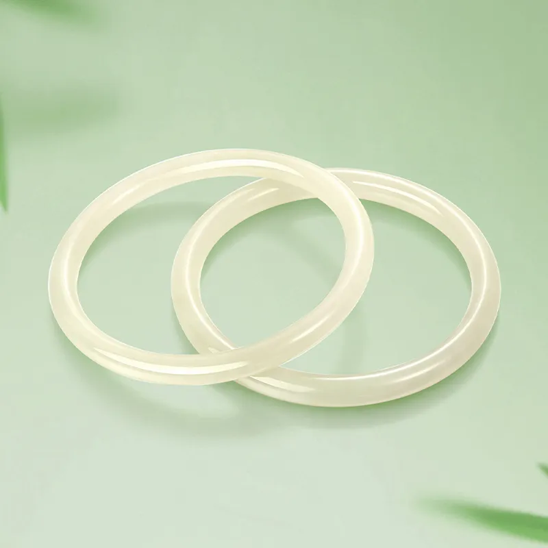 Mokinggran Hetian Jade Bangles Pale Greenish White Jade Women's-7