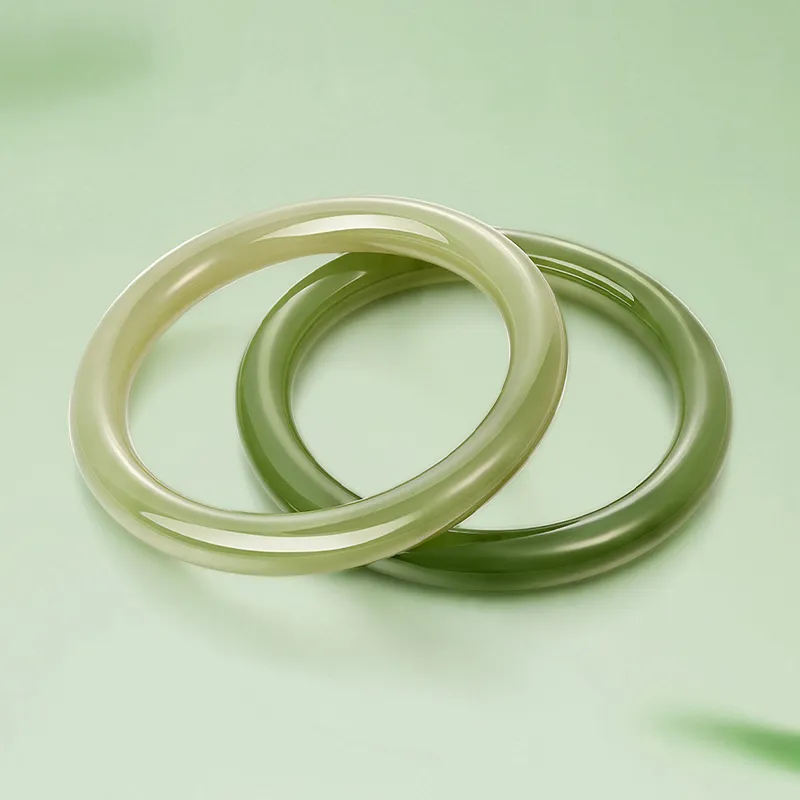 Mokinggran Hetian Jade Bangles Pale Greenish White Jade Women's-13