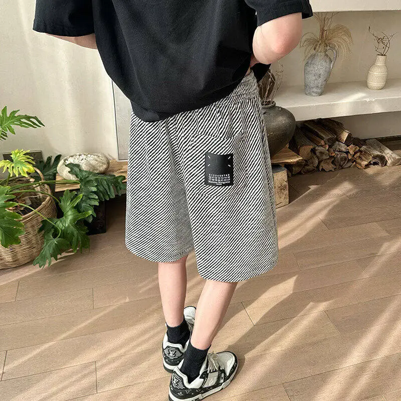 MGMN Casual Shorts Men's Black White Stripes-3