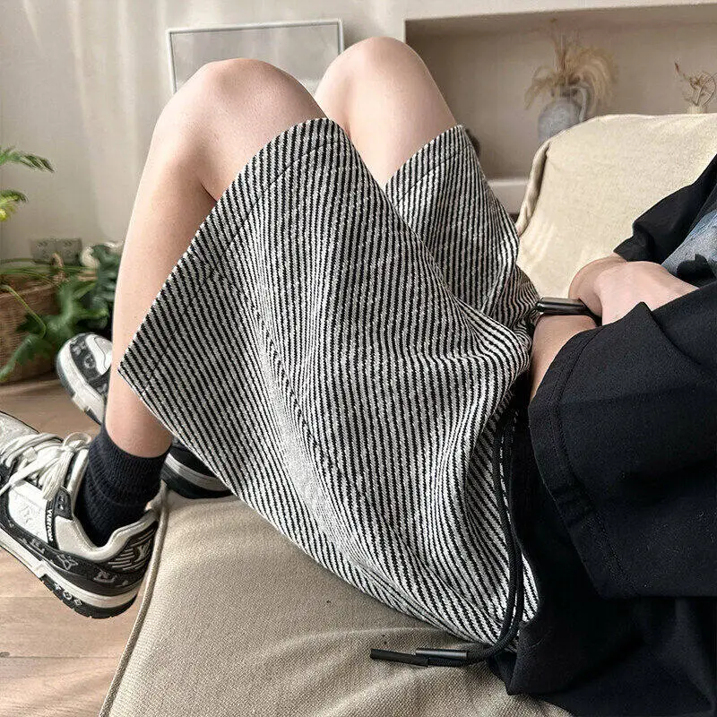 MGMN Casual Shorts Men's Black White Stripes-4