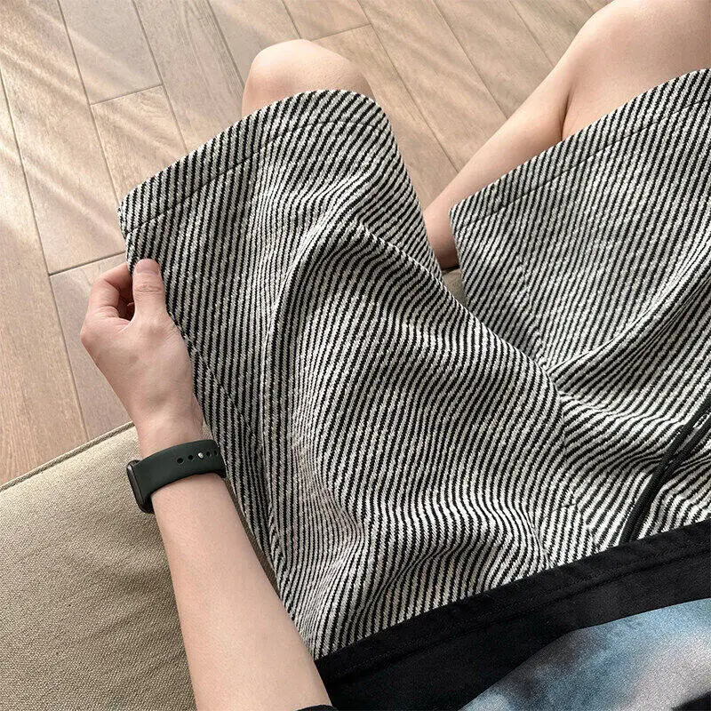 MGMN Casual Shorts Men's Black White Stripes-2
