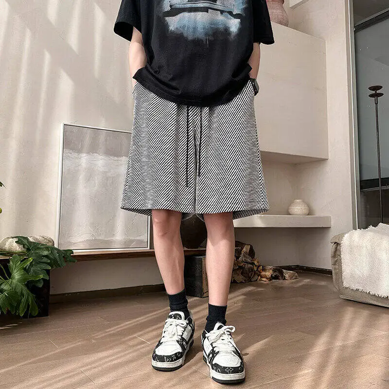 MGMN Casual Shorts Men's Black White Stripes-5