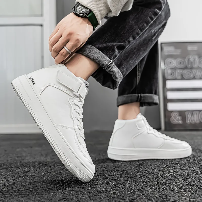 Yalu Coverage Cushioning High Top Skateboard Shoes Men's White-3