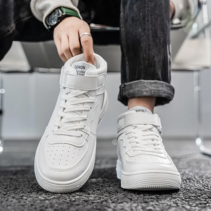 Yalu Coverage Cushioning High Top Skateboard Shoes Men's White-2
