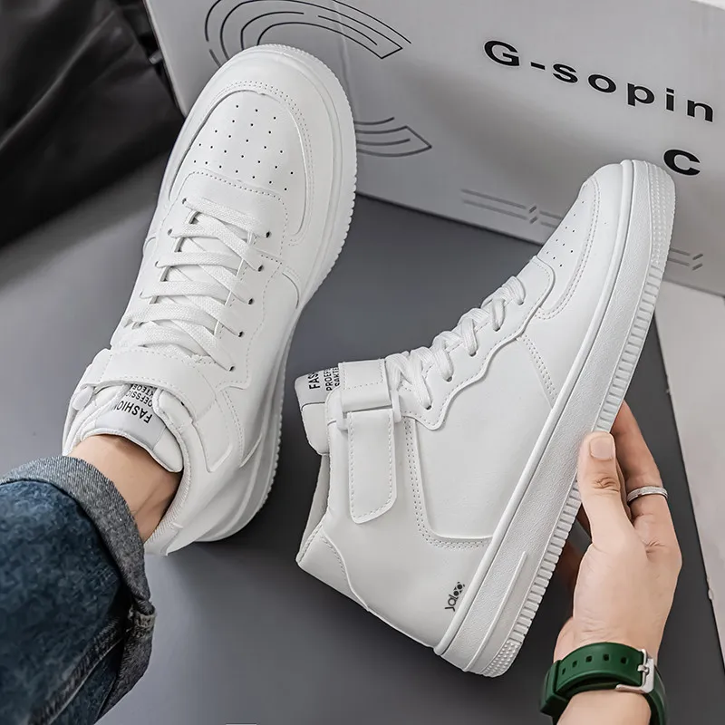 Yalu Coverage Cushioning High Top Skateboard Shoes Men's White-5