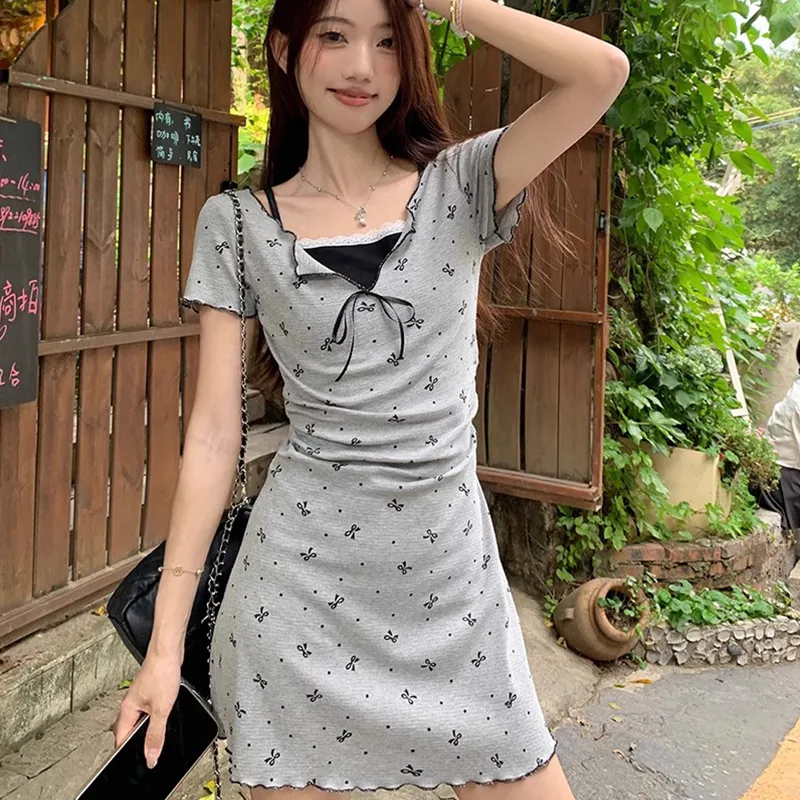 JUFU Short Sleeved Dress Women's-5