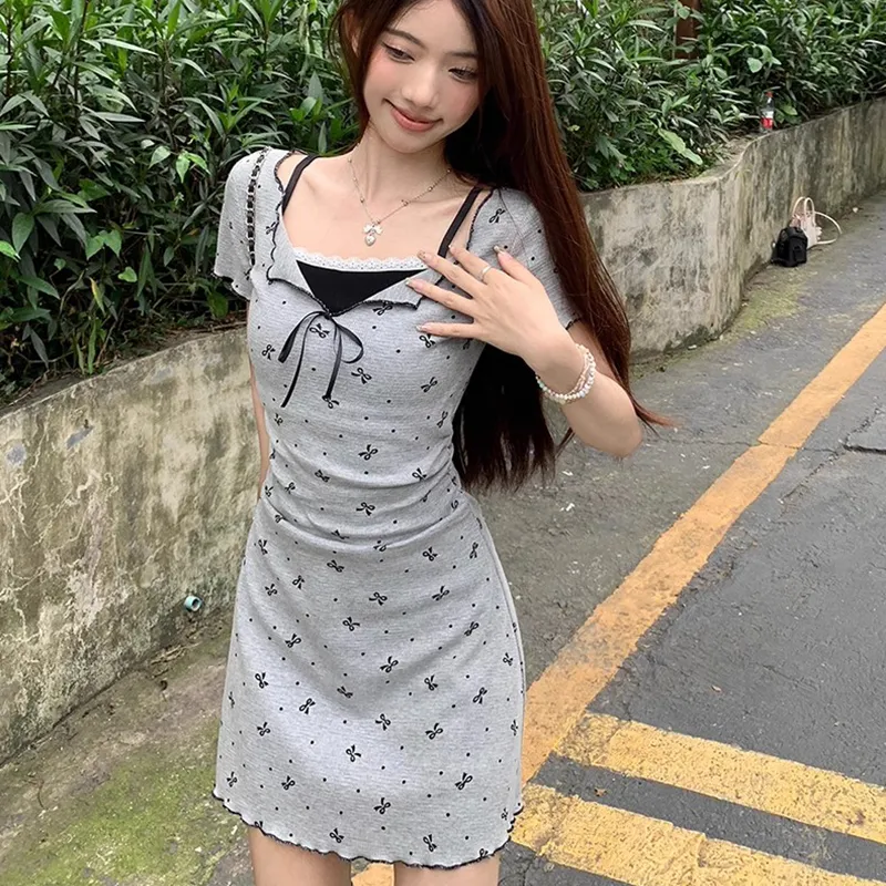 JUFU Short Sleeved Dress Women's-4