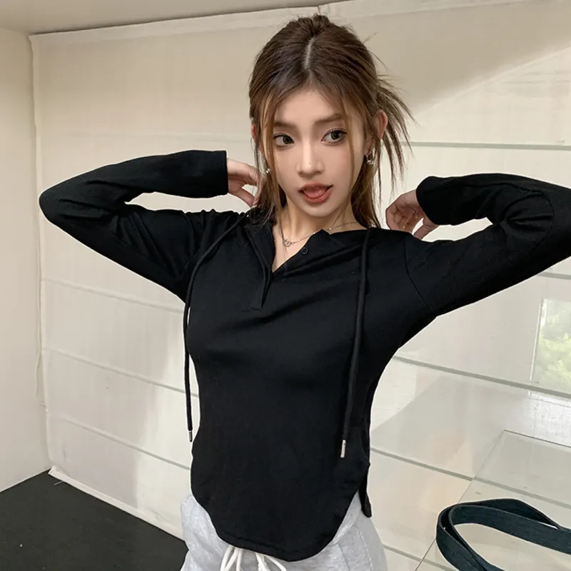 PAIN OR PLEASURE Coquette Style Sweatshirt Casual And Versatile Women's Black-2