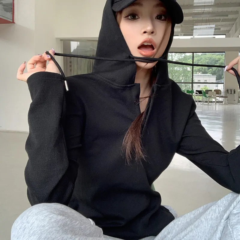 PAIN OR PLEASURE Coquette Style Sweatshirt Casual And Versatile Women's Black-4