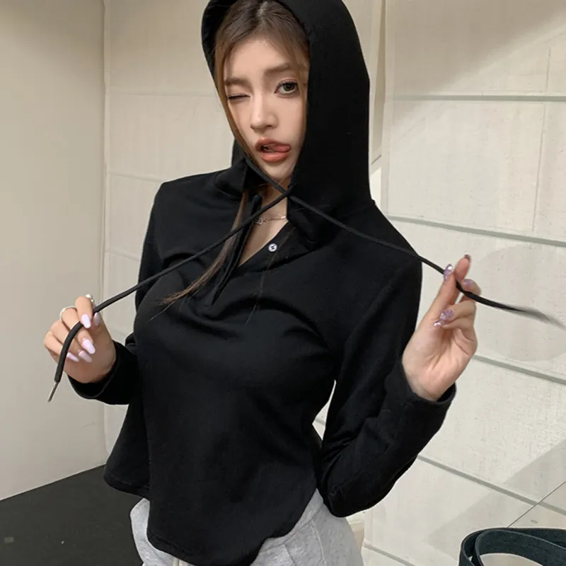 PAIN OR PLEASURE Coquette Style Sweatshirt Casual And Versatile Women's Black-3